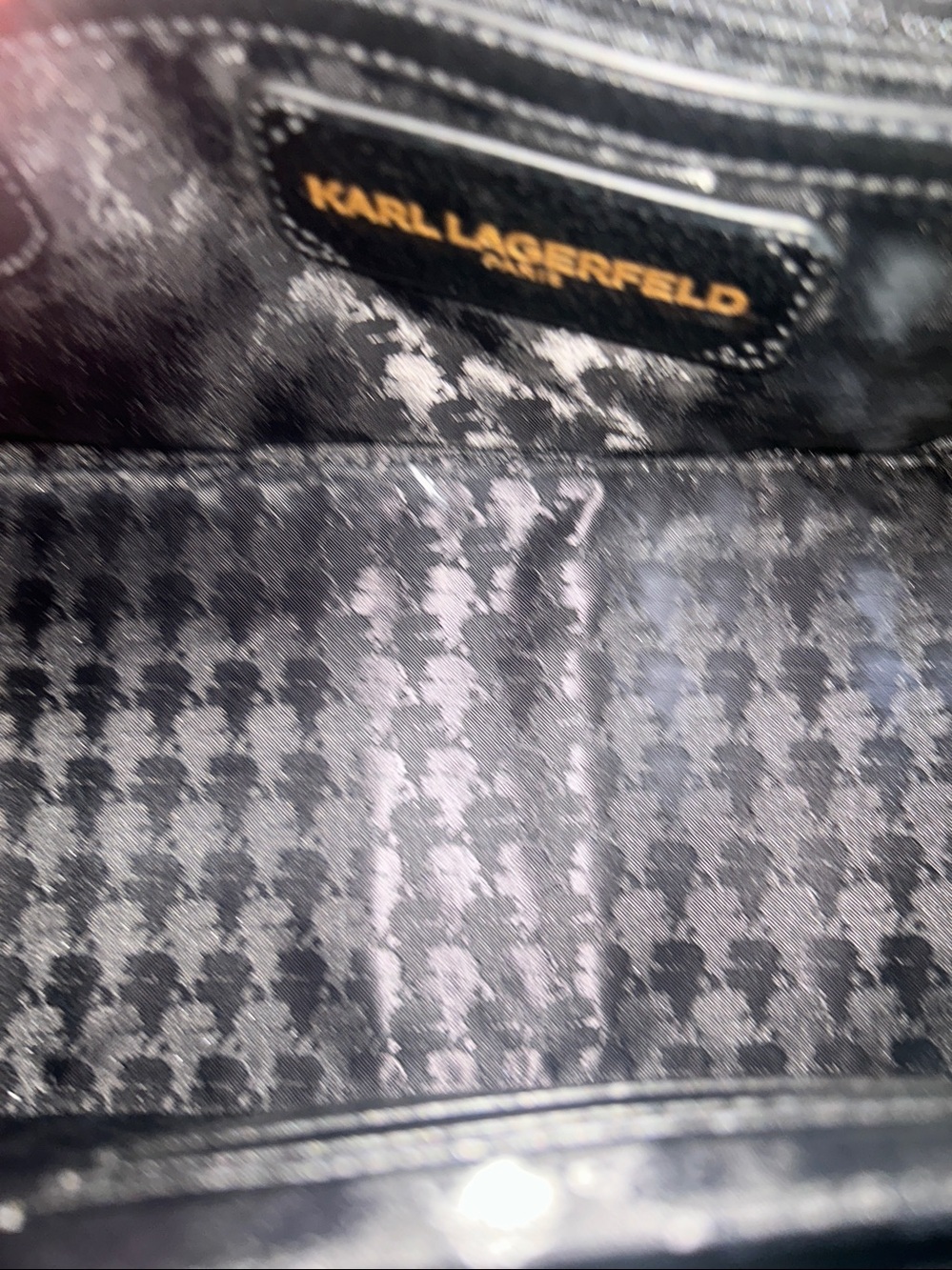Karl Lagerfeld Black Leather Dome Satchel with Gold Hardware - Picture 4 of 4